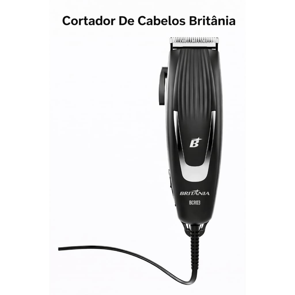 Cortador De Cabelos Britânia Bcr03 9 Acessórios 18w Cor Preto 110v