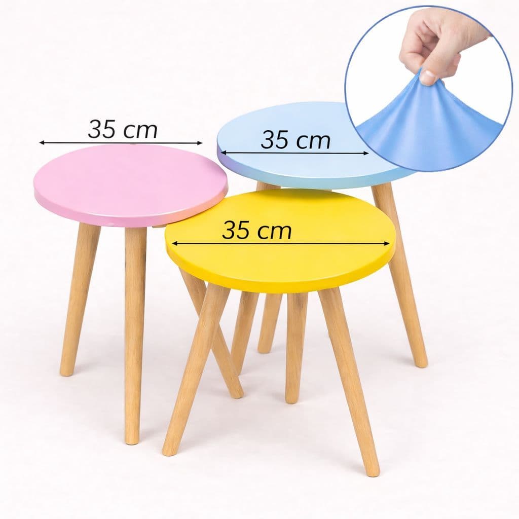 3 Capa de Banqueta mesinha  Pé Palito Malha Gel | Capa Mesinha Redonda 35cm  | Ajuste Perfeito | Lav
