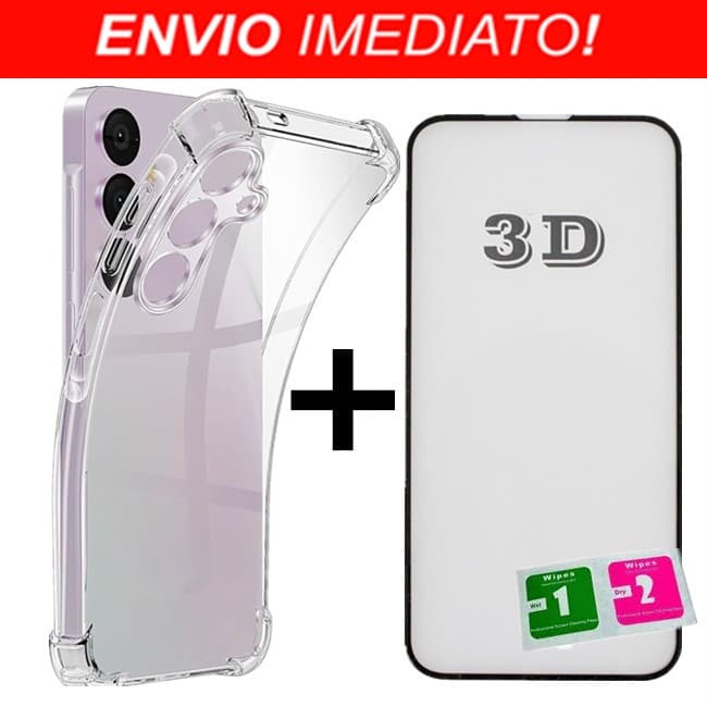 Película De Vidro 3D Samsung Galaxy M13 M14 M15 M23 M33 M34 M53 M54 + Capa Capinha Anti Shock