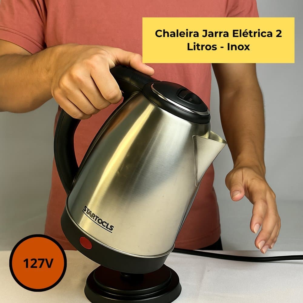 Chaleira Elétrica  2 Litros Jarra Térmica Desligamento Automático Ferve Água Rápido Café Chá Inox