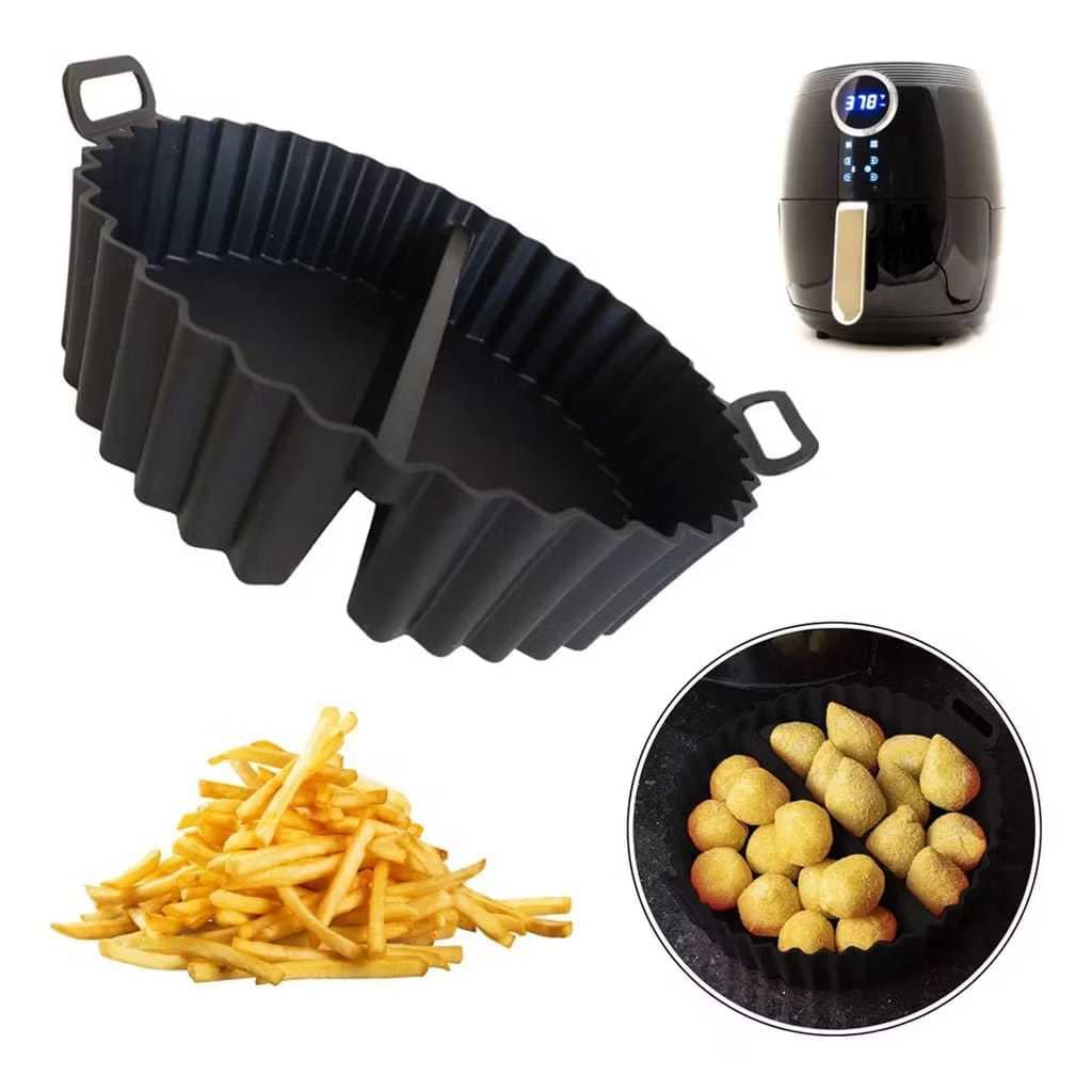 Forma De Silicone Para Air Fryer Grossa 23x5x18CM Com Divisória Resistente Antiaderente