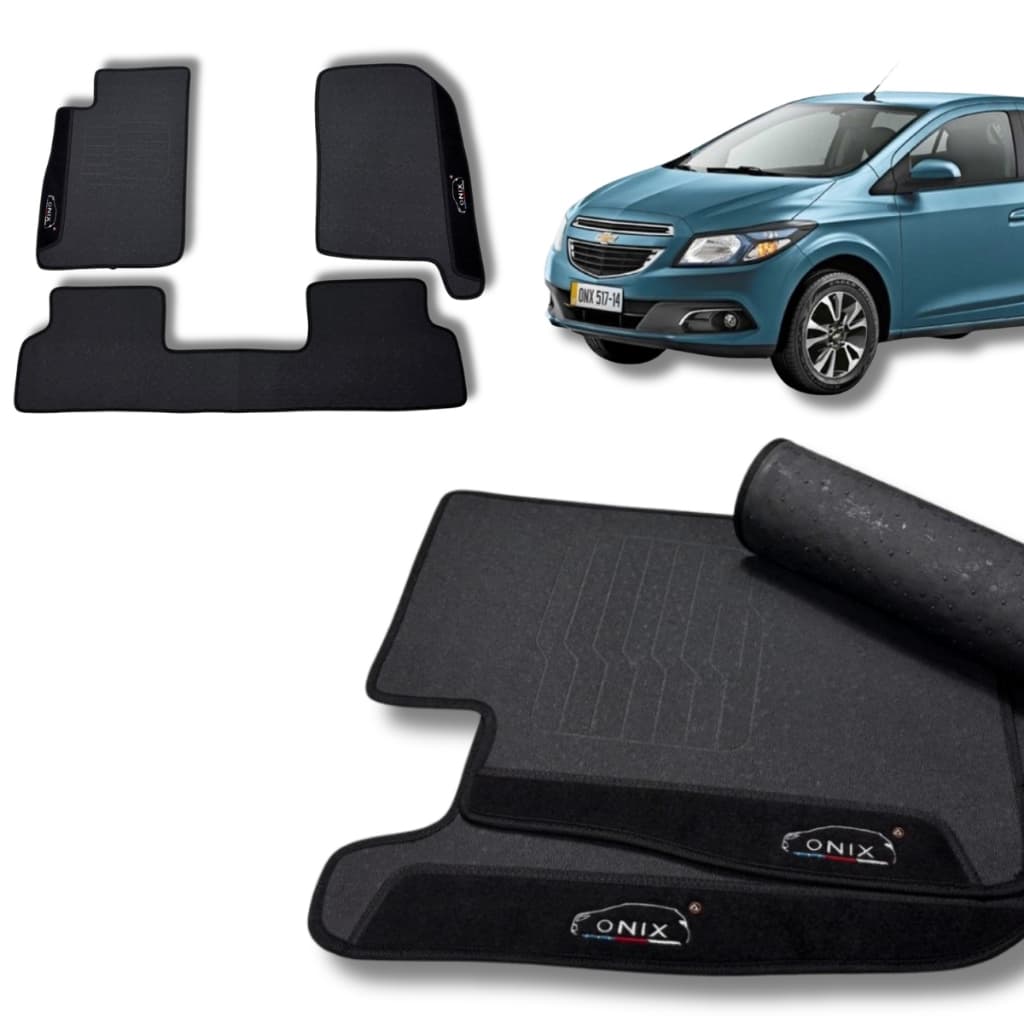 Tapete Chevrolet Onix 2012-2017 Personalizado Emborrachado Impermeável Preto