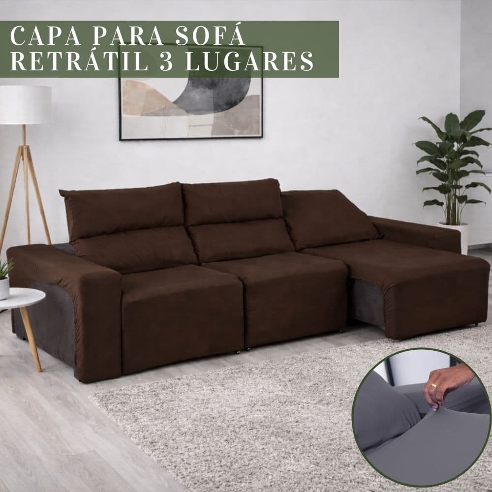 Kit Protetor de Sofá Retrátil 3 Lugares Módulos Malha Gel com Elástico Reforçado / Varias cores