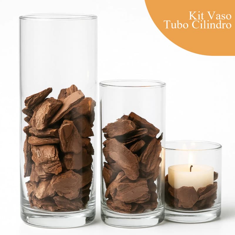 3 Vaso Tubo Cilindro Vidro Decorativo Plantas 20,15,10x10 cilíndricos de vidro transparente