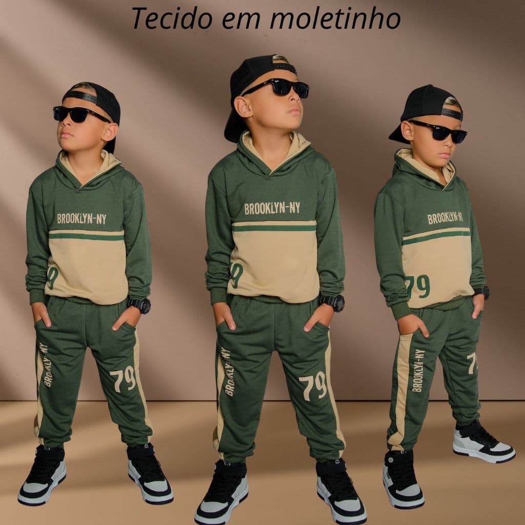 Conjunto de Menino Inverno Estiloso de Moletinho do 2 ao 14
