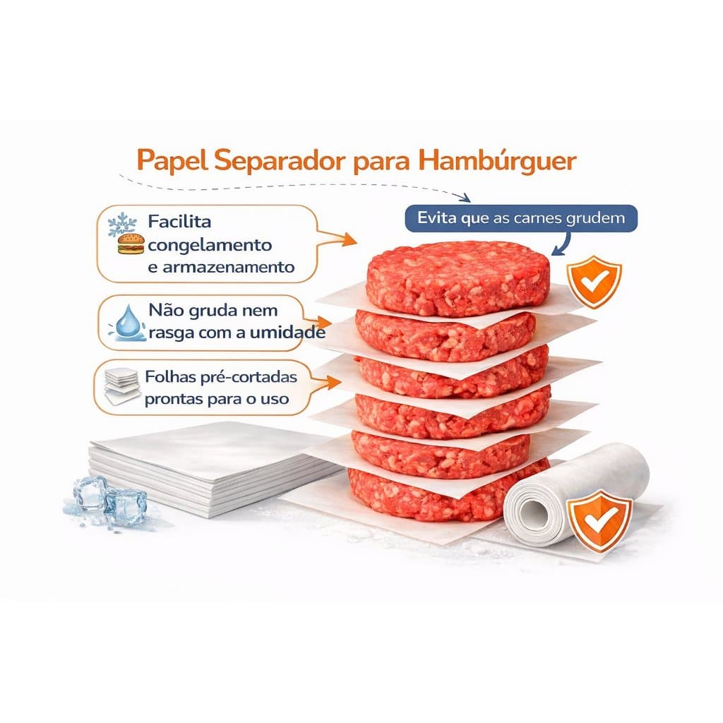 Separador de Hamburguer para Lanches 15x15 com 1kg e aproximadament 800 unidades
