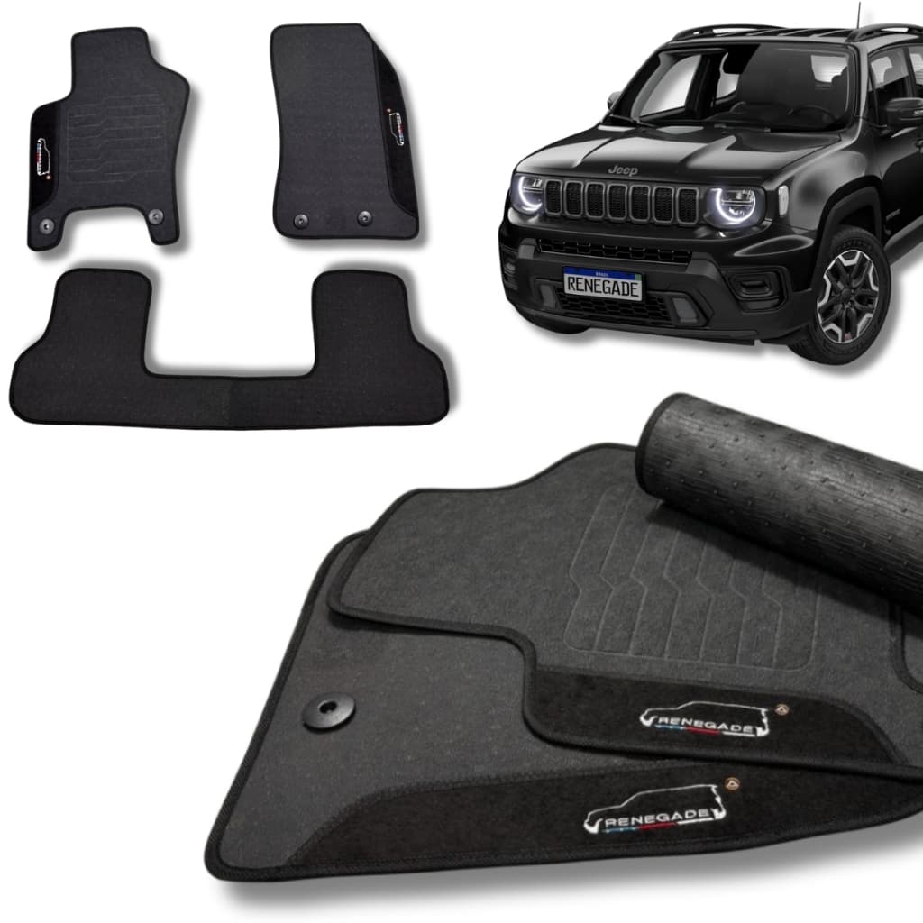 Jogo Tapete Emborrachado Jeep Renegade 2015 a 2024 Antiderrapante Personalizado
