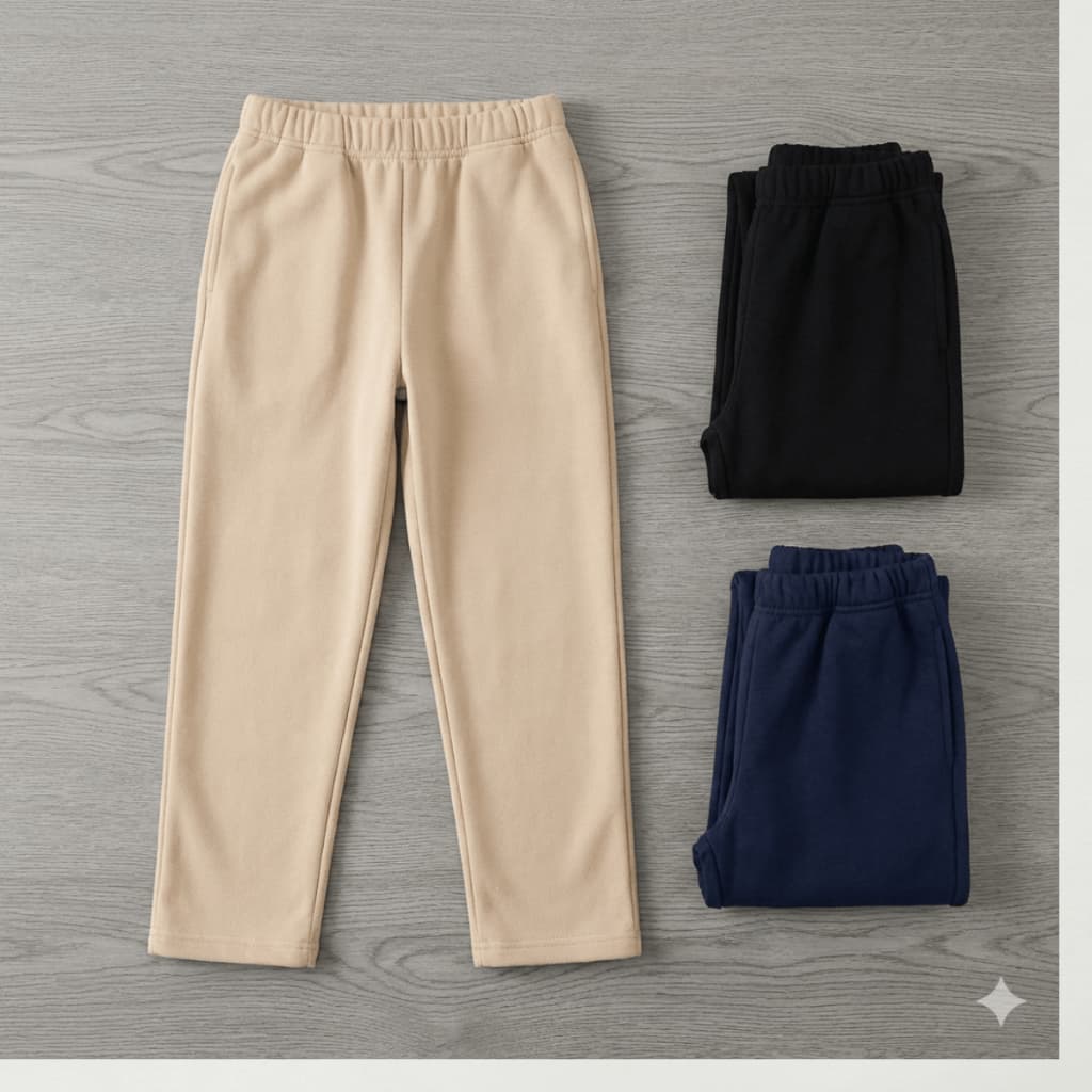 Kit 2 Calças Infantil Moletom Unissex Essencial Lisa Sem Bolso Uso Diário
