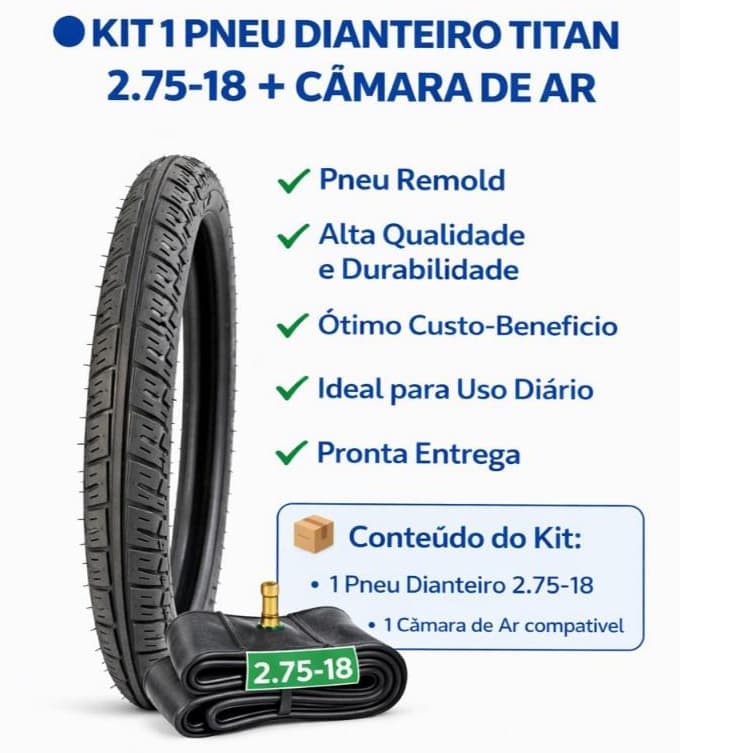 Pneu Dianteiro+ Camara ar Honda CG Titan fan YBR Factor Milenio 2.75-18 ST600