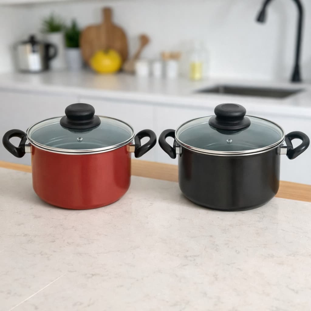 Panela Aço Carbono com Borda Inox Tampas de Vidro Cozinha Qualidade