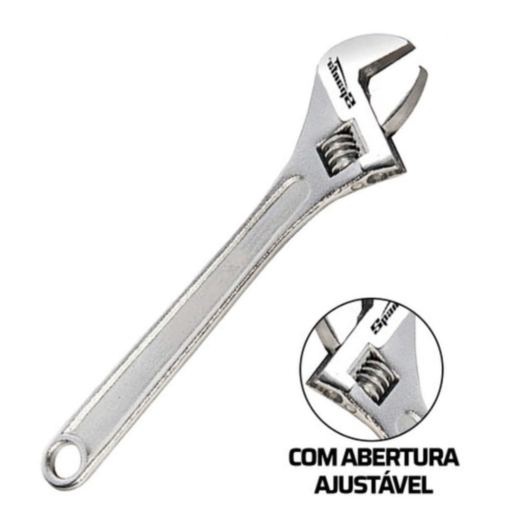 Chave Inglesa Ajustável 12 Pol 300Mm Cromada Aço Crv