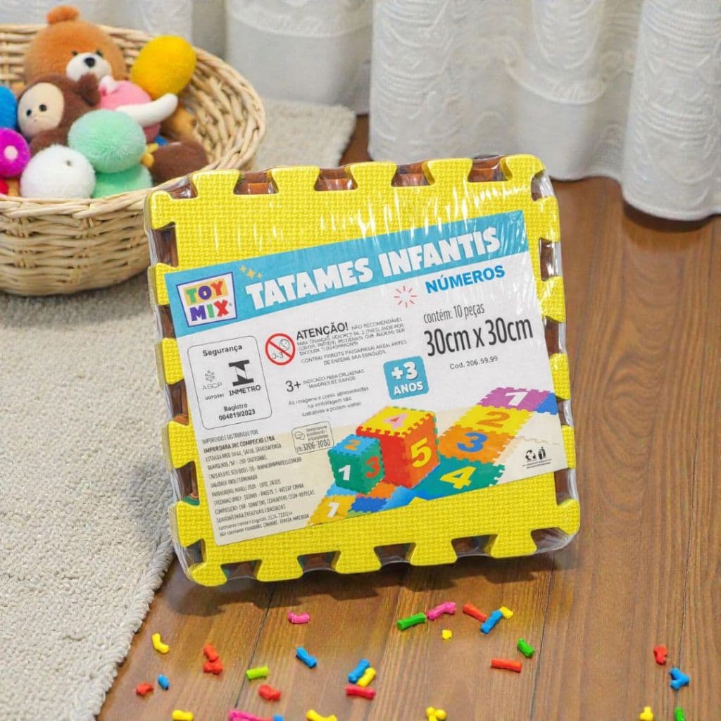 Tapete EVA Infantil 30x30cm Tatame Emborrachado com Números Desencaixáveis Expessura 10mm