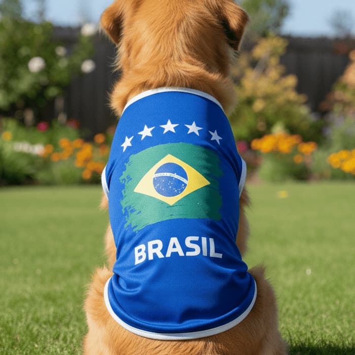 Roupinha Pet Cachorro Copa do Mundo Camiseta Oficial Estilo Seleção Azul Roupa Cães