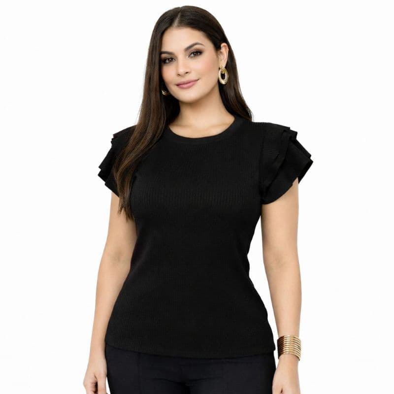 Blusa feminina com babado nas mangas