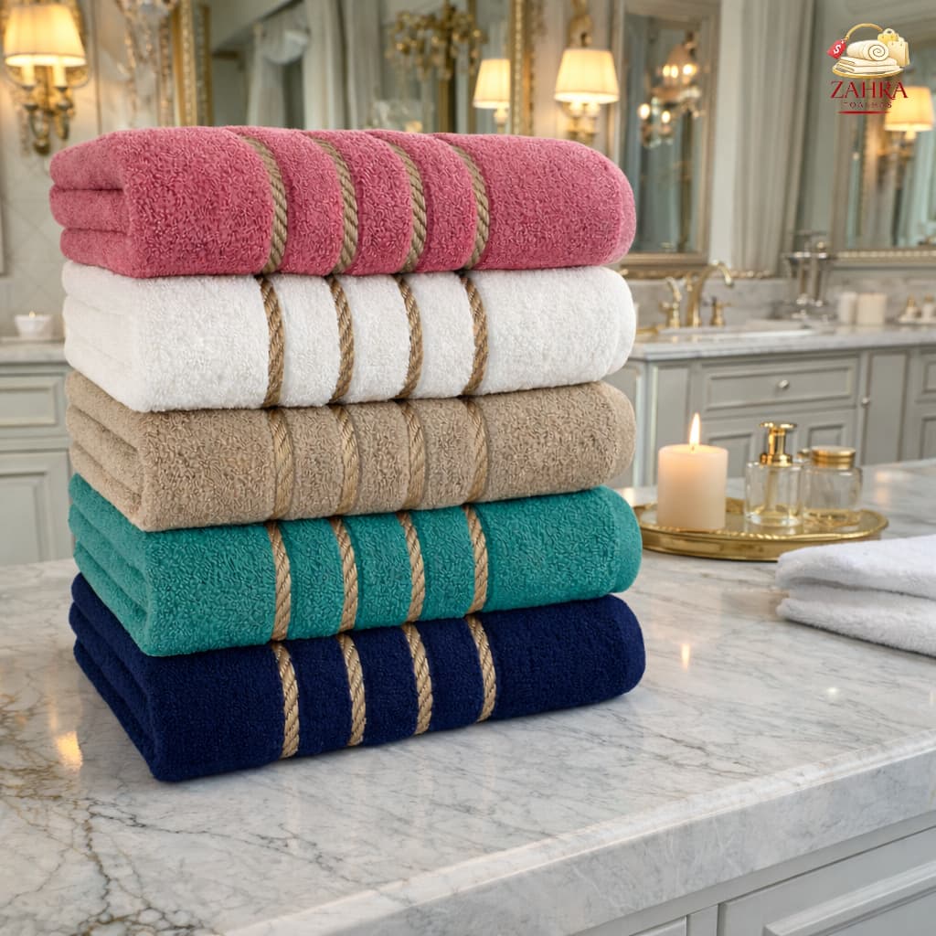 Kit 06 peças Toalhas de Banho Grande Felpuda Macia Premium ZAHRA 100% Algodão Excelente Absorção