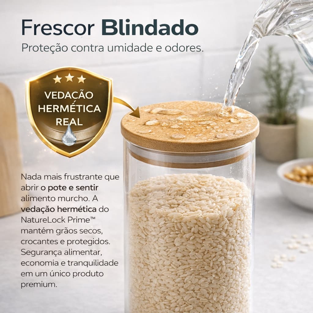 Pote De Vidro Borossilicato Com Tampa De Bambu 950ml Frasco Hermetico Conservacao Alimentos Rico Qualidade