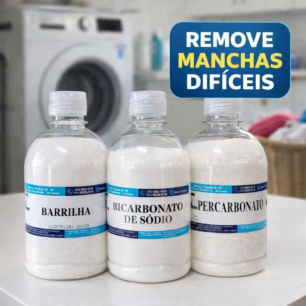 KIT PERCARBONATO PURO+BARRILHA+BICARBONATO TIRA MANCHAS E LIMPEZA GERAL