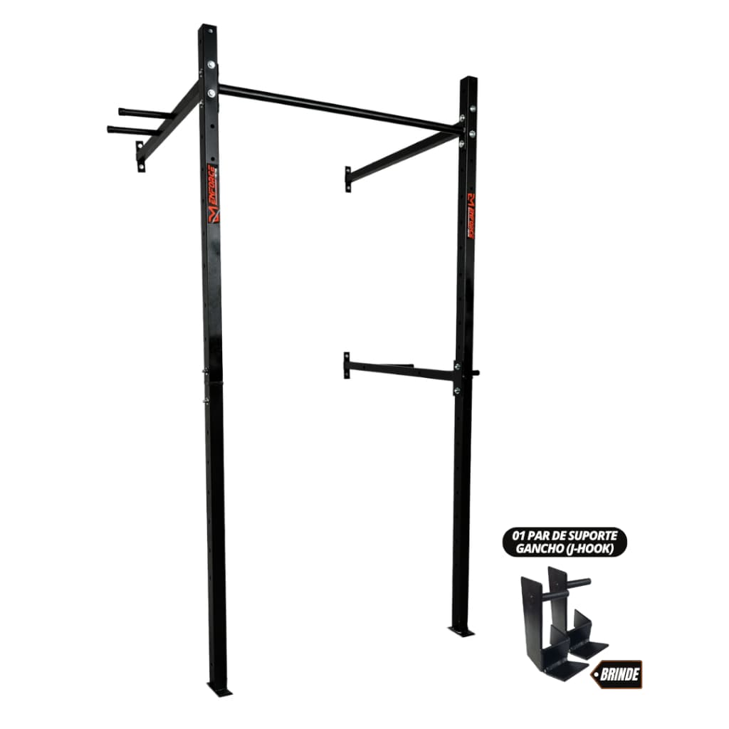 Rack Funcional CrossFit CrossTraining Academia com Dips Barra Fixa Pegada Fechada Agachamento Supino