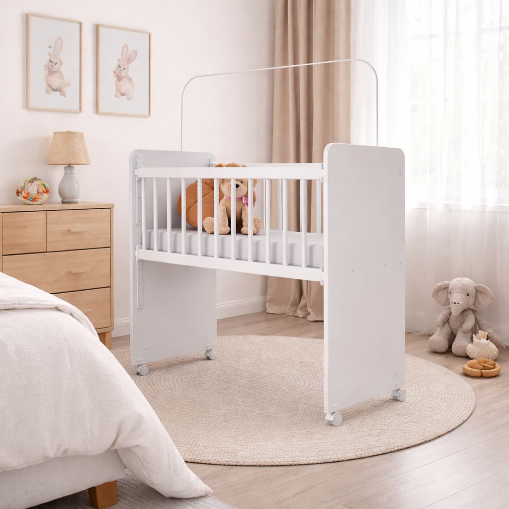 Mini Berço Infantil Com Rodízios e Colchão Ternurinha Branco - D'Rost