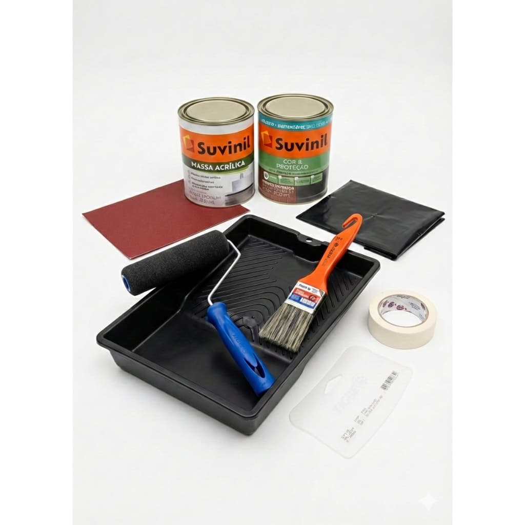 Kit Pintura Esmalte Base Agua Branco Brilhante Suvinil 900ml Madeiras e Metais, Não Amarela, Secagem Rápida
