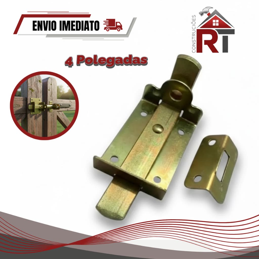 Trinco Fecho Gaiola Nº4 4 Polegadas 10cm Aço Zincado Trava Portão Porta Resistente