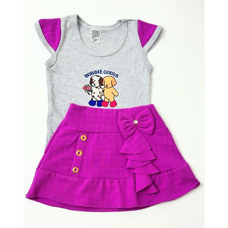 Blusinha e SAIA cor Fucsia Infantil Moda Verão Femenina do 1 ao 6 Confortavel Estampas Sortidas