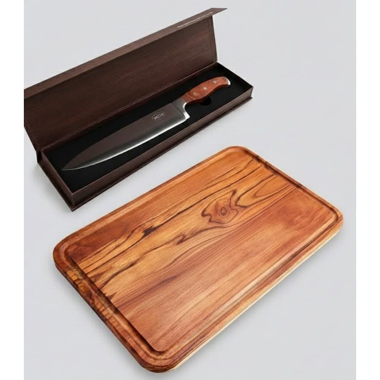 Kit tabua churrasco moderna madeira servir com faca inox personalizada