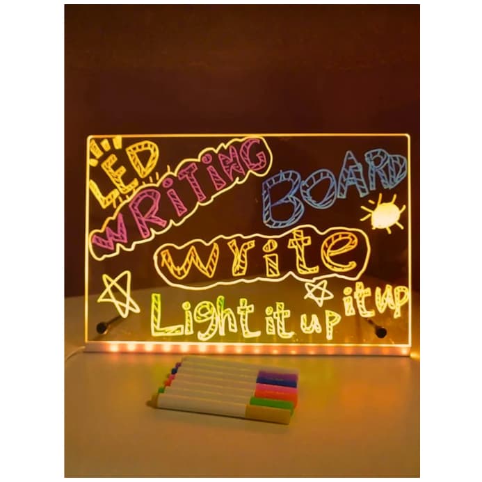 Luminária LED 3D De Escrever 15x15 Com Quadro de Notas em Acrílico Para Decoração