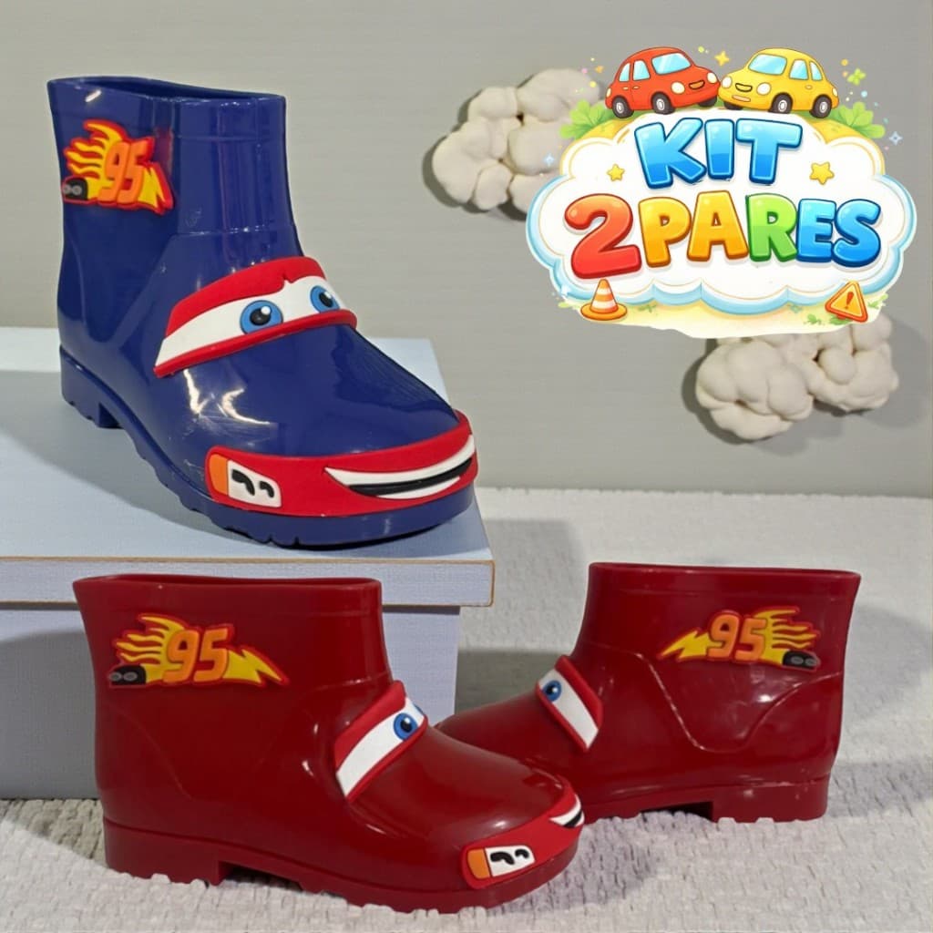 Kit 2 Pares Galocha Infantil Menino Personagens Diversão Garantida