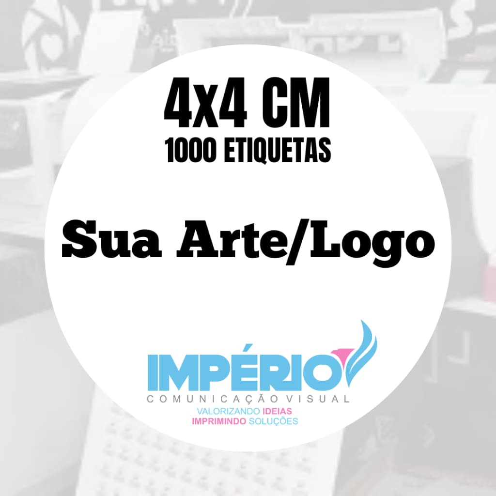 Adesivo Vinil Personalizados 4x4cm 1000 unidades Leitoso Quadrado e Redondo Resistente Durável