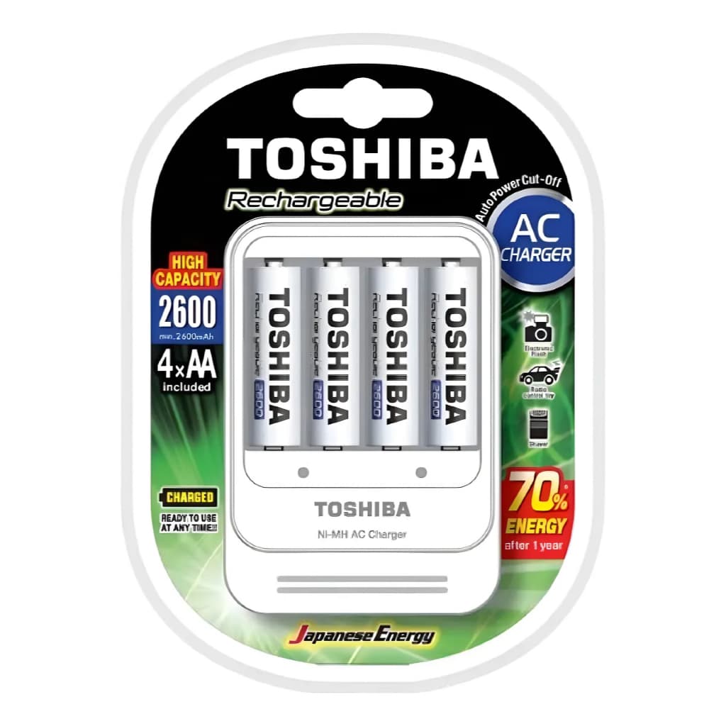 Carregador De Pilhas Toshiba Aa/aaa Tnhc-6gae4 C/4 Pilhas Aa 2600mah