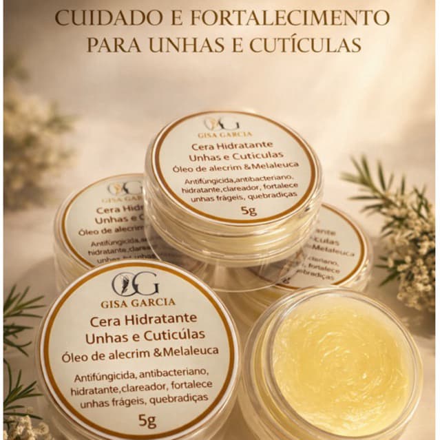 Cera Hidratante para Unhas e Cutículas 5g – Fortalecedora com Alecrim e Melaleuca |
