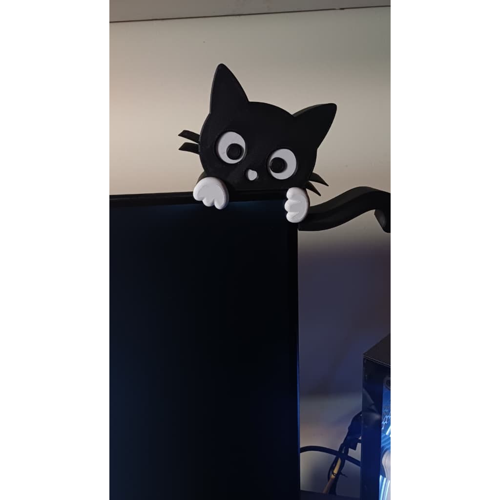 Enfeite Gato Preto Fofo para Monitor Computador Decoração