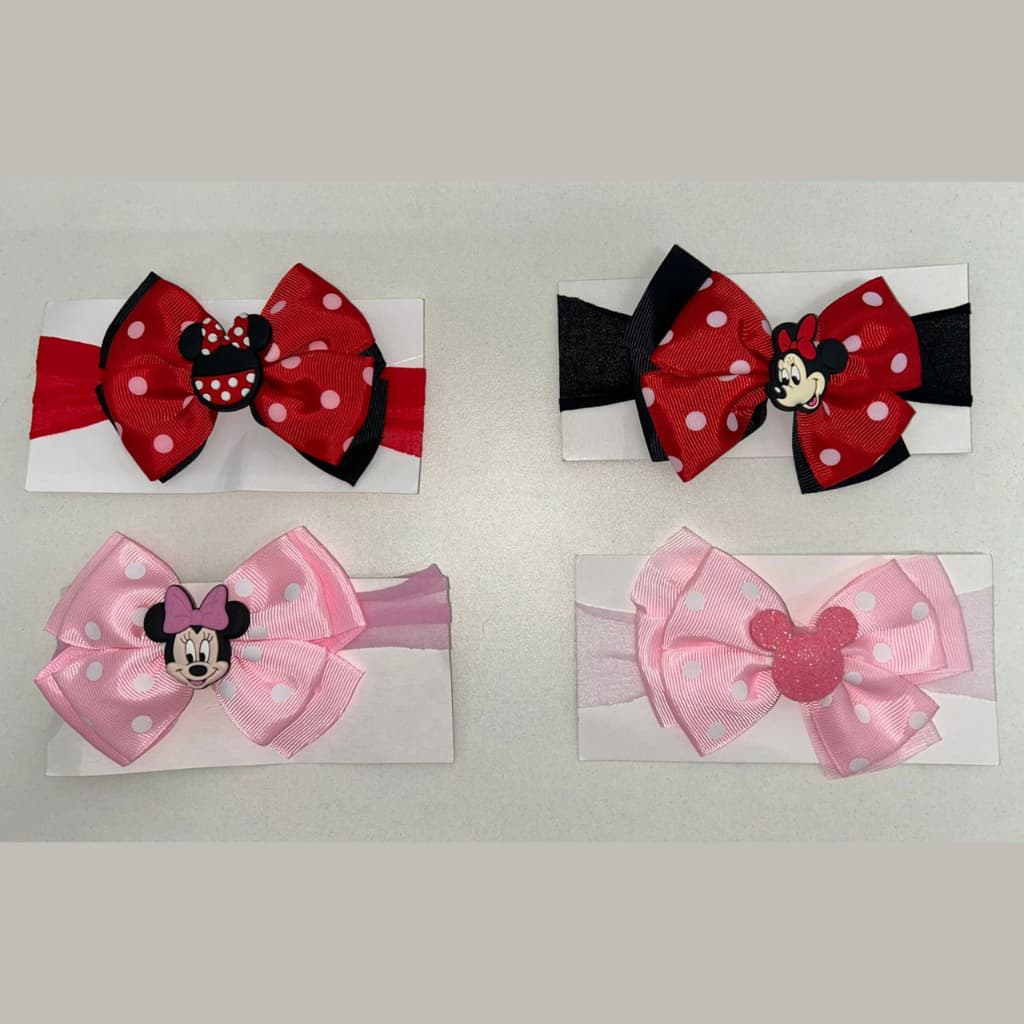 Laço Tematico Minnie Bebê Rosa e Vermelho Tiara Confortável com Elástico Promoção