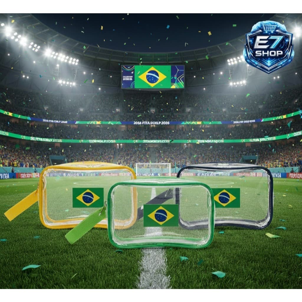 Nécessaire do Brasil Transparente Em Plástico Para Copa do Mundo Maquiagem Escola Academia Viagem Organizador