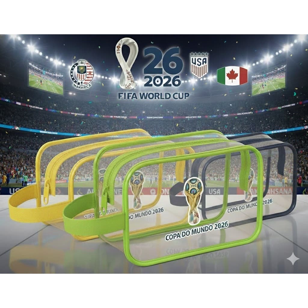 Necessaire Premium Copa 2026 - Logo em DTF (NÃO SAI!)🇧🇷 [EDIÇÃO LIMITADA]