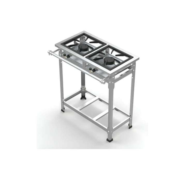 Fogão Industrial Inox 2 Duas Bocas Alta Pressão Reforçado Prateado