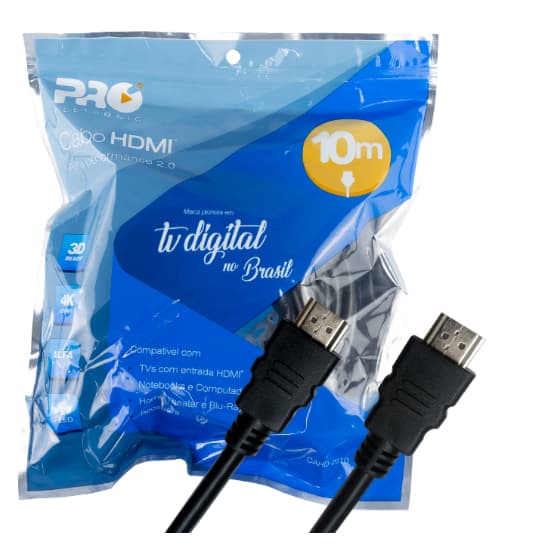 CABO HDMI 4K ULTRAHD 3D VERSAO 2.0 10M PROELETRONIC