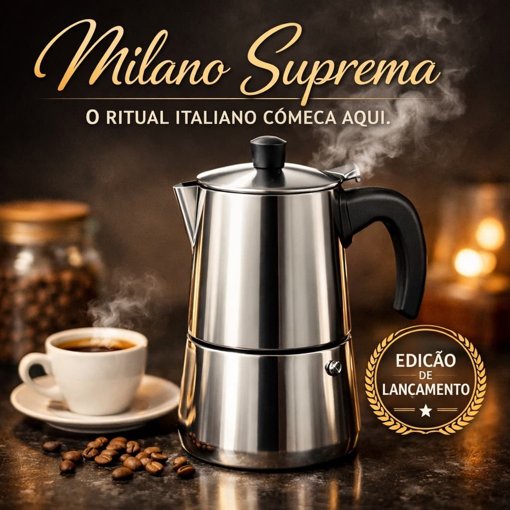 Cafeteira Inox Italiana 300ml 6 Xicaras Cafe Forte Estilo Milano Suprema
