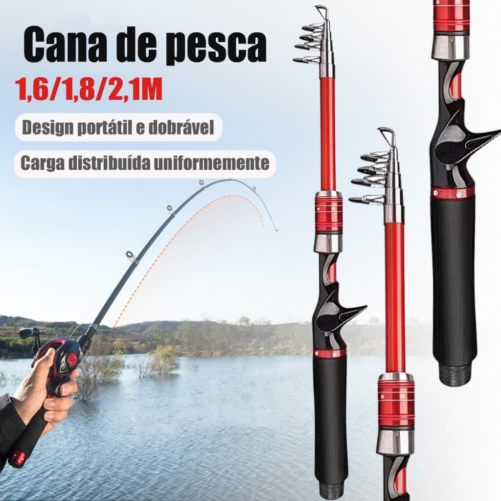 Telescópica De Fibra De Carbono Ultra Alta Resistência Rocha Giratória Leve 1,6/1,8/2,1M Mini Poste