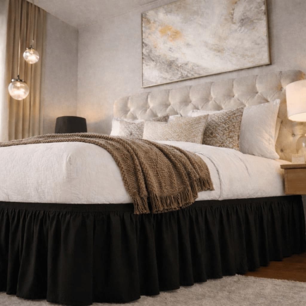 Saia Cama Box Casal com Elástico Luxo Branca Preta Bege Fácil Lavar Ajuste Perfeito