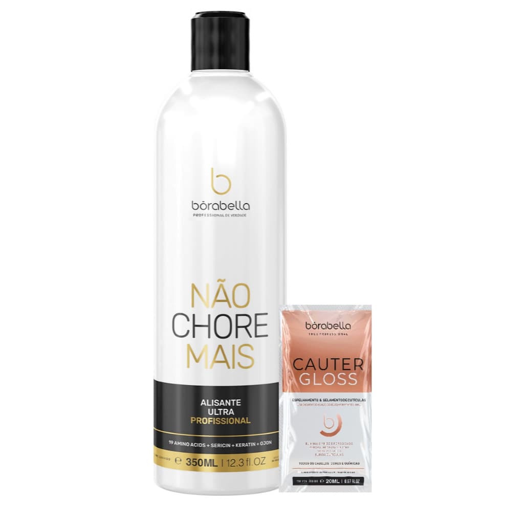 Kit Borabella Não Chore Mais 19 Aminoacidos Passo 2 350ml + CauterGloss Cauterização Capilar 20ml