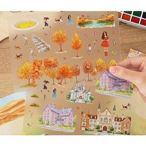 Kit 2 cartelas de adesivos 3D + 2 cartela para colagem - Flower Garden Tour (12x18cm)