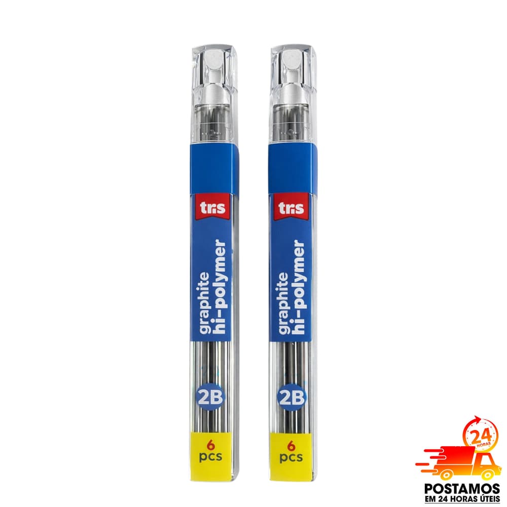 Grafite Tris 2.0 mm 2B Hi-Polymer Kit C/2 Refil Para Lapiseira Com 6 Unidades Cada