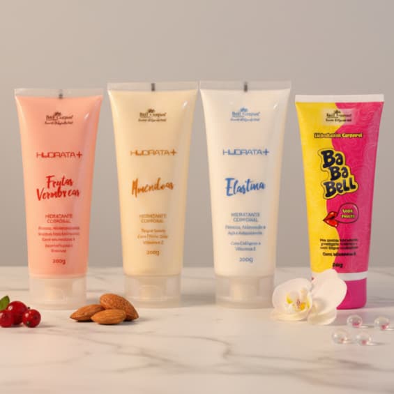 Hidratante Corporal Bell Corpus 200g - Colágeno, Amêndoas ou Frutas Vermelhas - Pele Macia e Firme