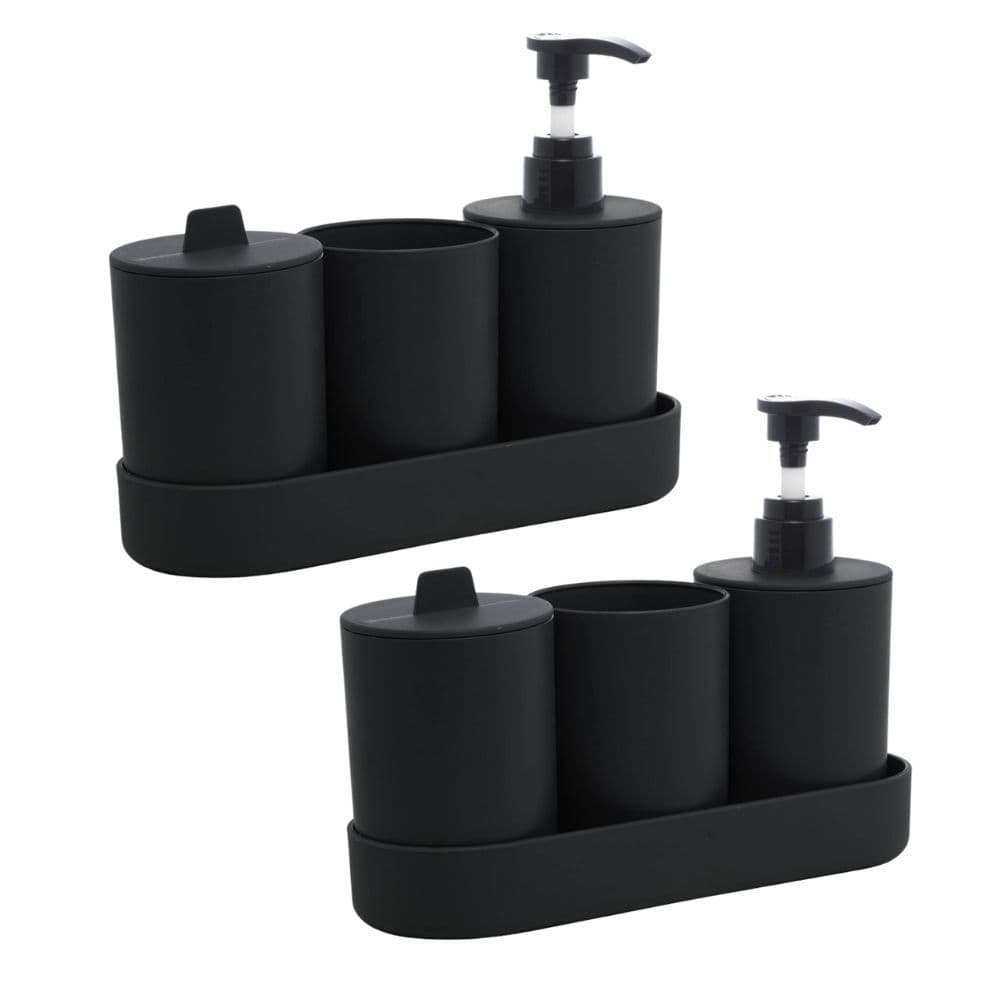 Kit 2 Conjunto Para Banheiro Lyor Porta Escovas e Dispenser Para Sabonete Liquido