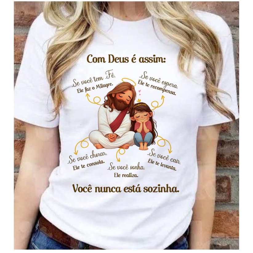 Camiseta Feminina T-shirt Cristã Fé Jesus Estilo Casual Blusinha Feminina Religiosa Frases