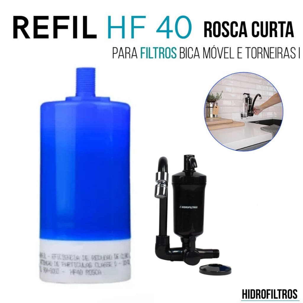 1, 2 ou 3 Refil Vela Filtro HF-40 Rosca Curta Universal para Filtro Torneira Bica Móvel Pop One