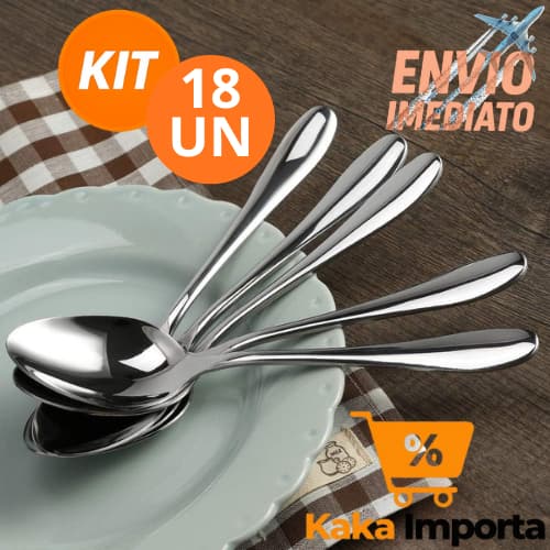 Kit 18 Colheres de Mesa Aço Inoxidável de Alta qualidade Colher para Uso Diário Profissional Buffet