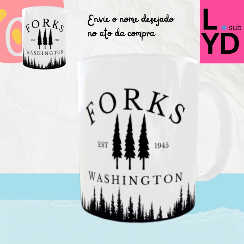 Caneca Porcelana Crepúsculo Forks Xícara Porcelana Forks Crepúsculo Caneca Personalizada Crepúsculo